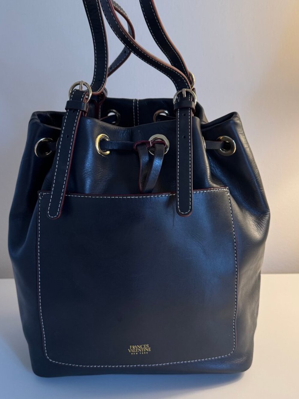 Frances Valentine Ali Bucket Bag in Black Vachetta Leather - Rare color